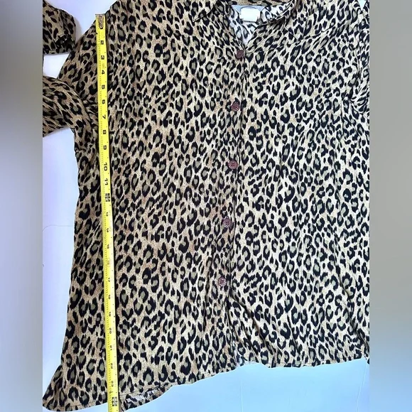 Stonebridge Blouse Women’s Xtra Large Leopard Print Button-Up Long Sleeve - Picture 6 of 7